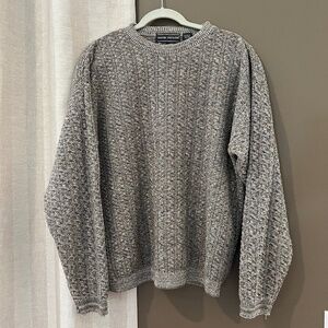 Men's David Taylor Cotton Blend Knit Sweater Oatmeal & Gray crewneck, Size Large